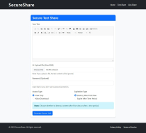 Secure Text and Link Sharing Platform Screenshot 2